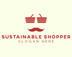 Shopper Man Mustache logo design