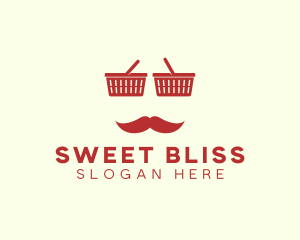 Shopper Man Mustache logo design