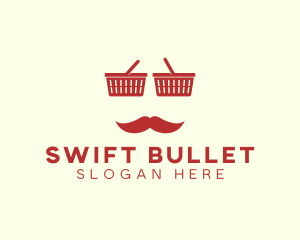 Shopper Man Mustache logo design