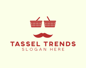 Shopper Man Mustache logo design