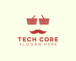 Shopper Man Mustache logo design