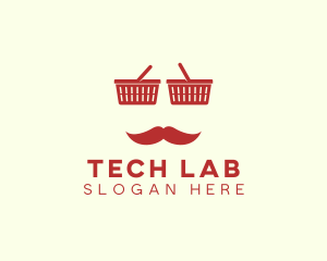 Shopper Man Mustache logo design