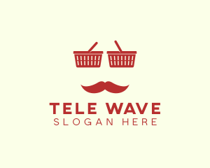 Shopper Man Mustache logo design