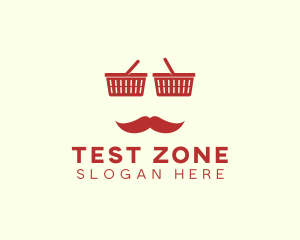 Shopper Man Mustache logo design