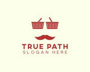 Shopper Man Mustache logo design