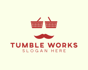 Shopper Man Mustache logo design