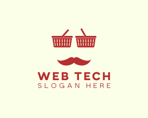 Shopper Man Mustache logo design