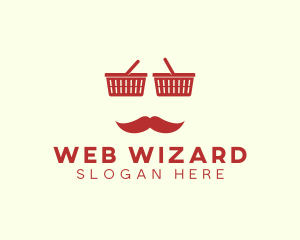 Shopper Man Mustache logo design