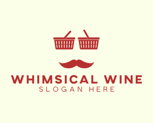 Shopper Man Mustache logo design