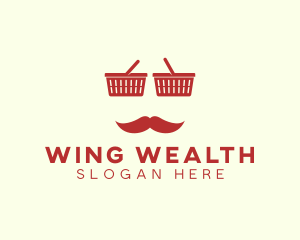 Shopper Man Mustache logo design