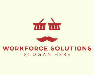 Shopper Man Mustache logo design