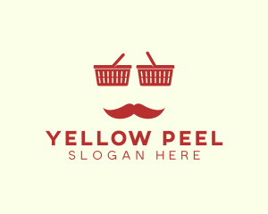 Shopper Man Mustache logo design