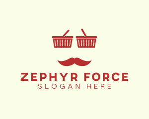 Shopper Man Mustache logo design