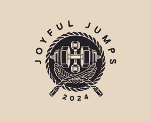 Weightlifter Dumbbell Rope logo design