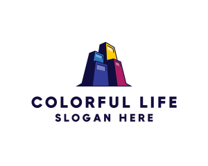 Colorful Building Contractor logo design