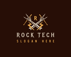 Skeleton Rock Drumsticks logo design