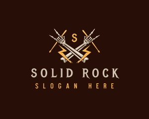 Skeleton Rock Drumsticks logo design