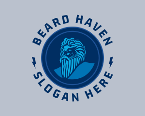 Blue Circle Beard Man logo design