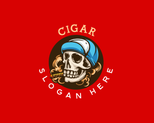 Skull Cigar Smoke logo design