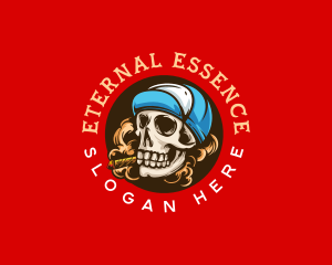 Skull Cigar Smoke logo design