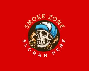 Skull Cigar Smoke logo design