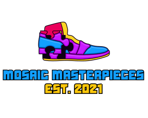 Multicolor Puzzle Shoe logo design