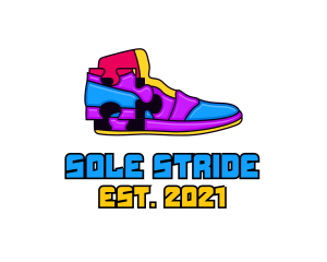 Multicolor Puzzle Shoe logo design