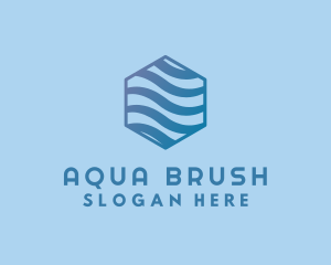 Water Wave Hexagon logo design