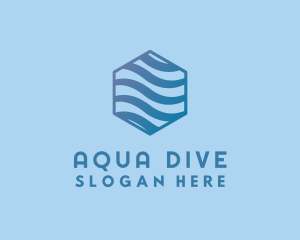 Water Wave Hexagon logo design