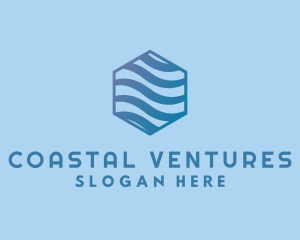 Water Wave Hexagon logo design