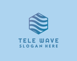 Water Wave Hexagon logo design