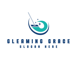 Sparkling Cleaning Mop logo design