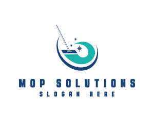 Sparkling Cleaning Mop logo design