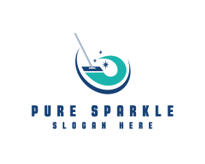 Sparkling Cleaning Mop logo design