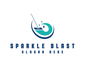 Sparkling Cleaning Mop logo design