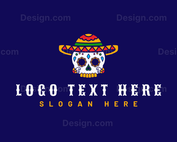 Mexican Skull Sombrero Logo