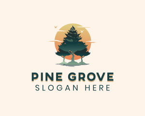 Pine Tree Sunset logo design