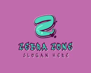 Green Modern Graffiti Letter Z logo design