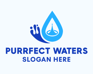 Blue Water Droplet  logo design