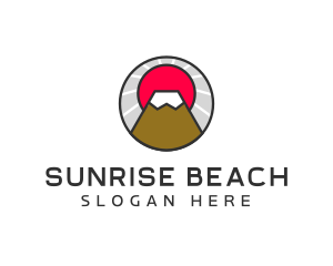 Asian Mountain Sunrise logo design