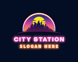 Neon City Buildings logo design