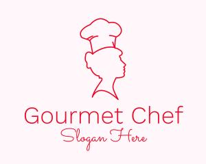 Minimalist Woman Chef logo design
