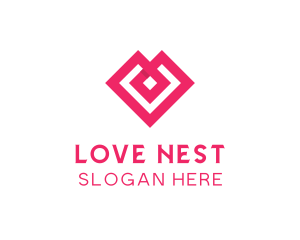 Geometric Diamond Heart logo design