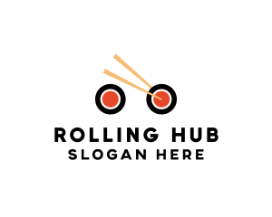 Sushiroll Bike Delivery logo design