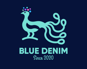 Neon Blue Peacock logo design