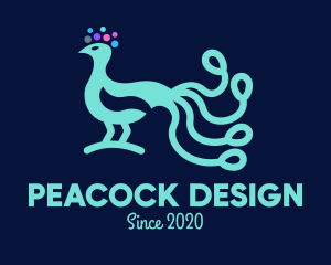 Neon Blue Peacock logo