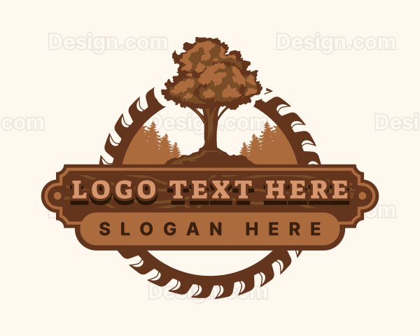 Wood Tree Sawmill Logo