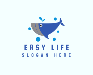 Cute Marine Whale logo design