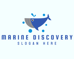 Cute Marine Whale logo design