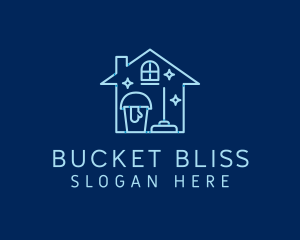 Mop Bucket Clean Housekeeper logo design